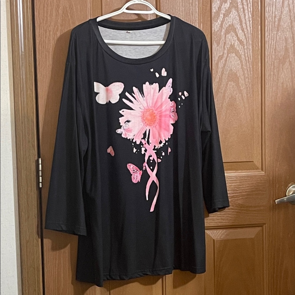 Floral Black and Pink Women's Top